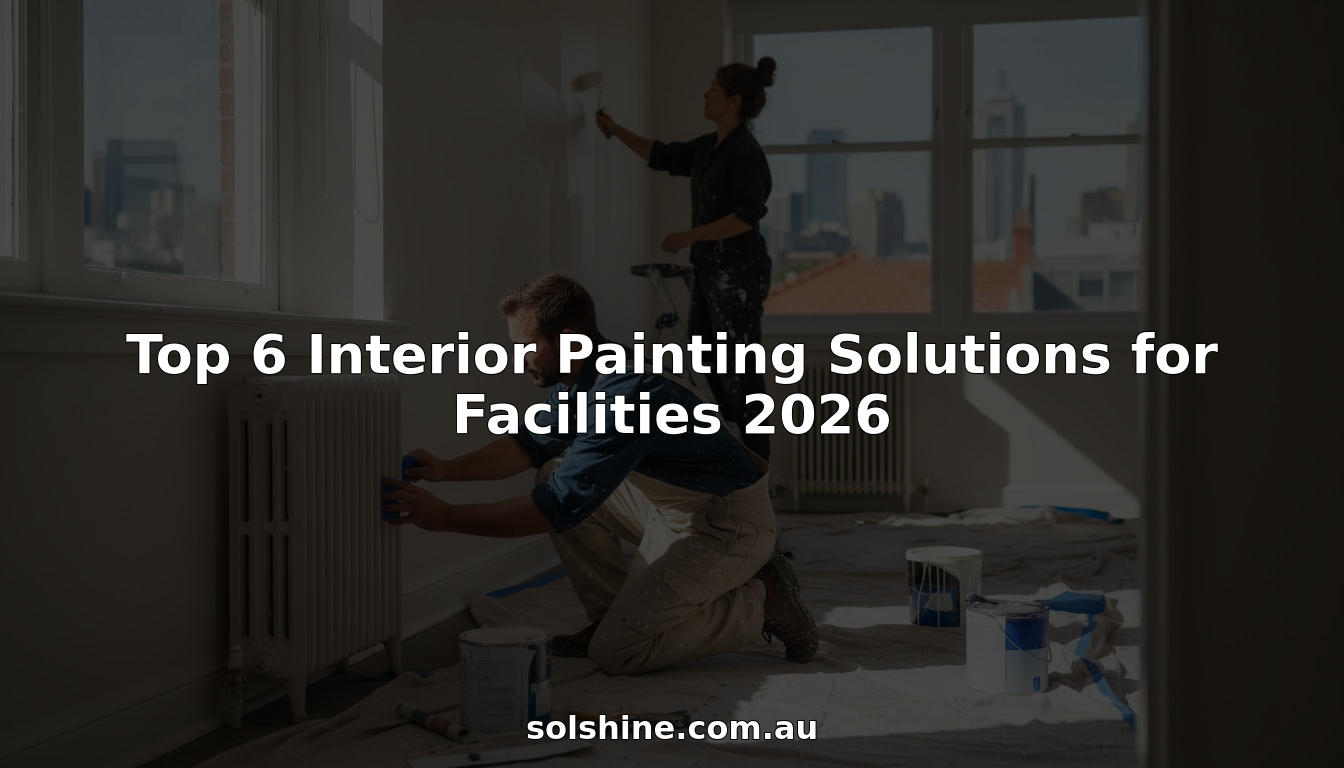 Painters preparing walls in corner office for interior repainting