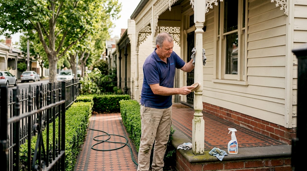 Cleaning professional washing Melbourne heritage home facade