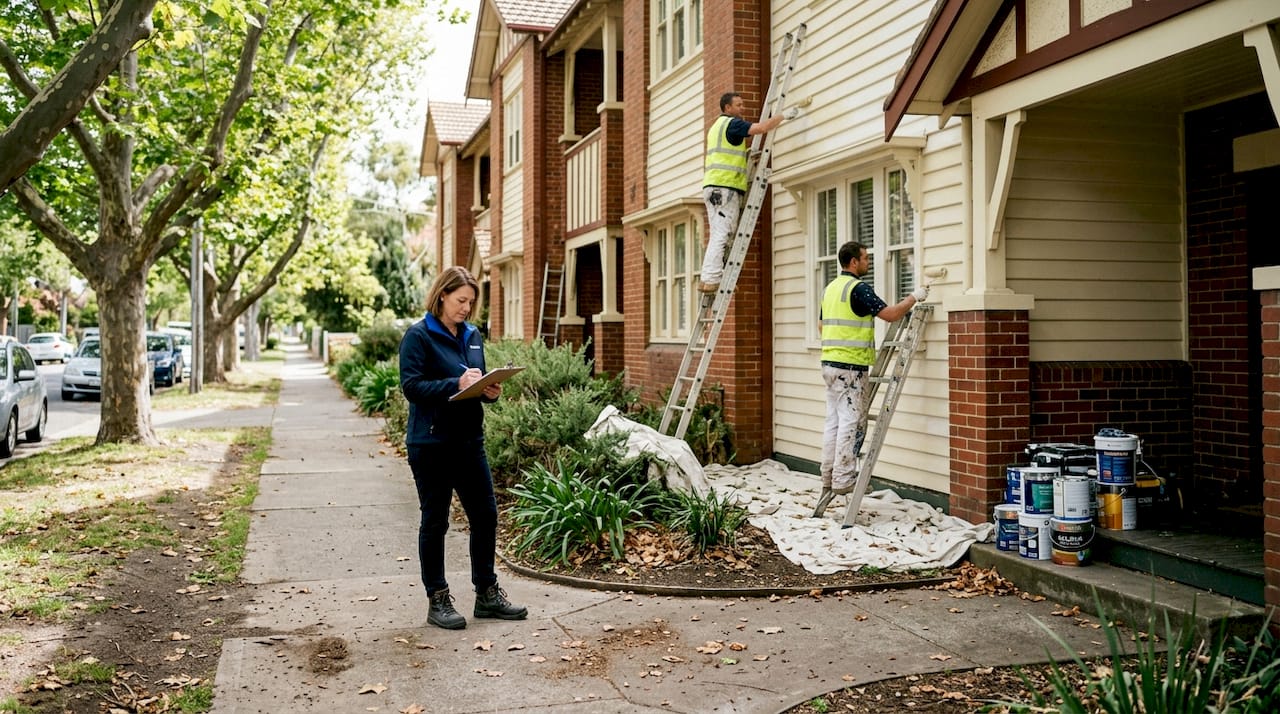 Building manager overseeing repainting Melbourne apartments