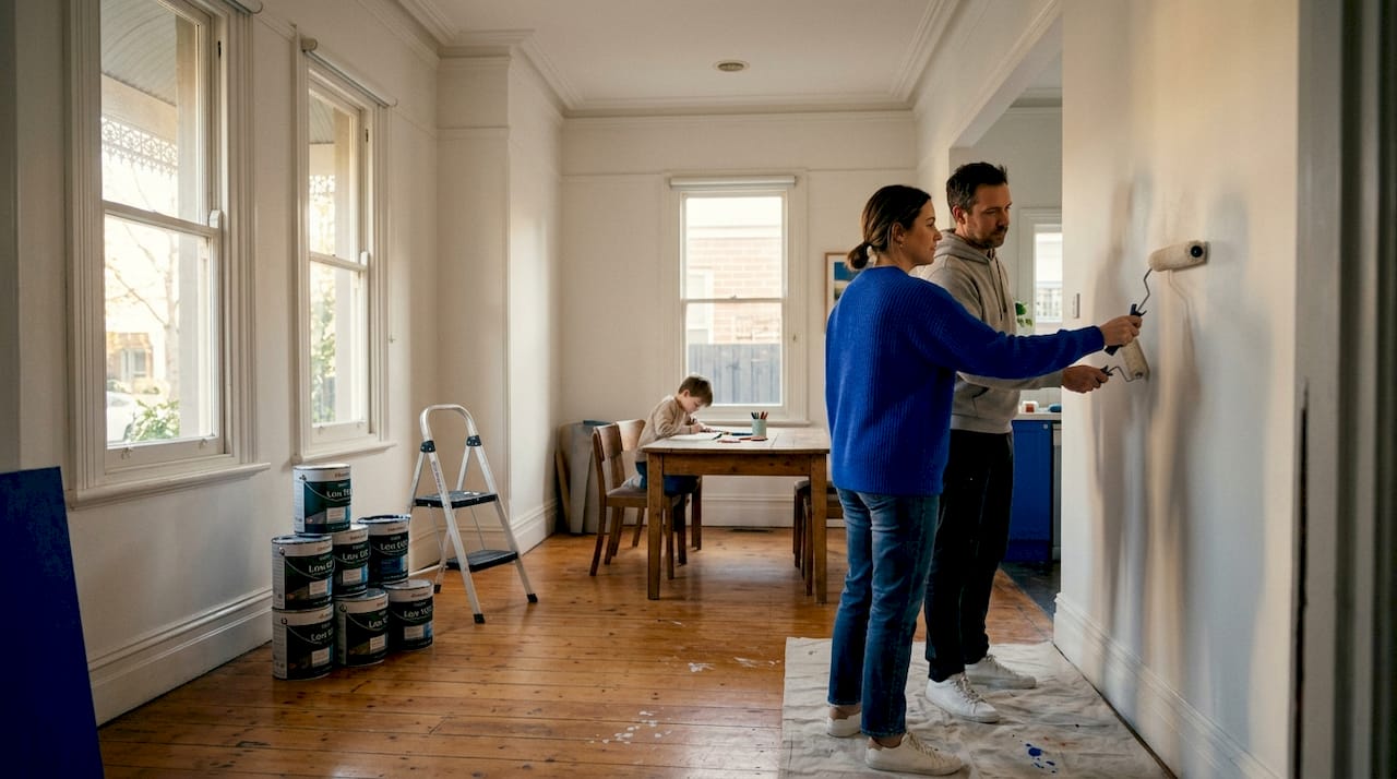 Family painting Victorian Melbourne home interior