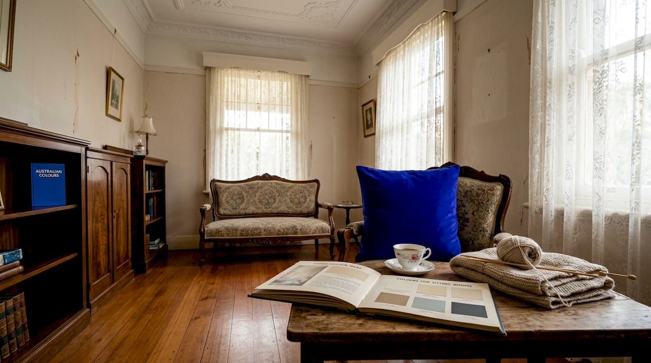 Period home interior with warm neutral paint