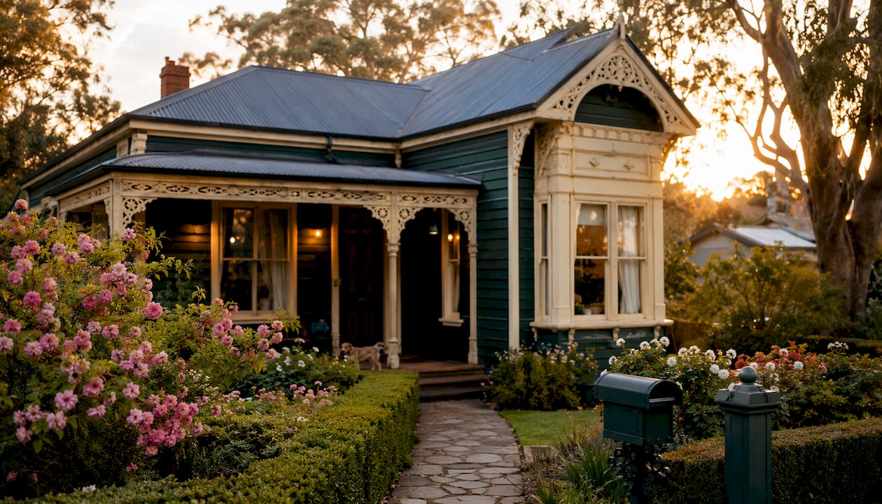 Two-tone painted Victorian home exterior