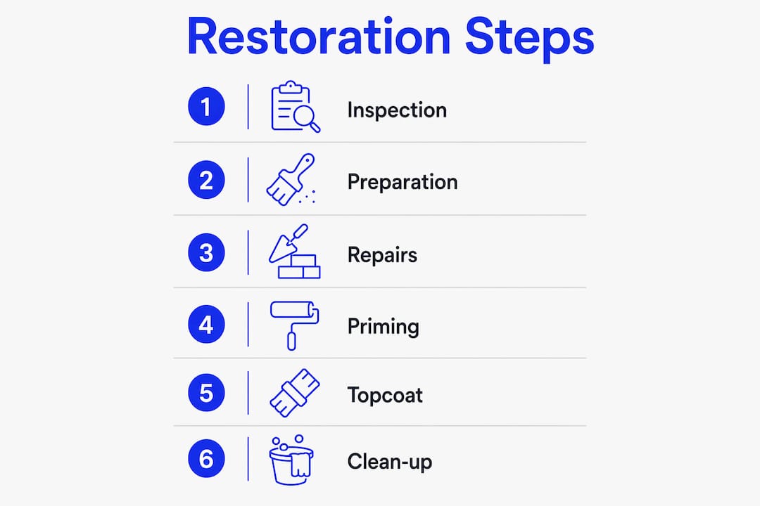 Infographic illustrating weatherboard restoration steps