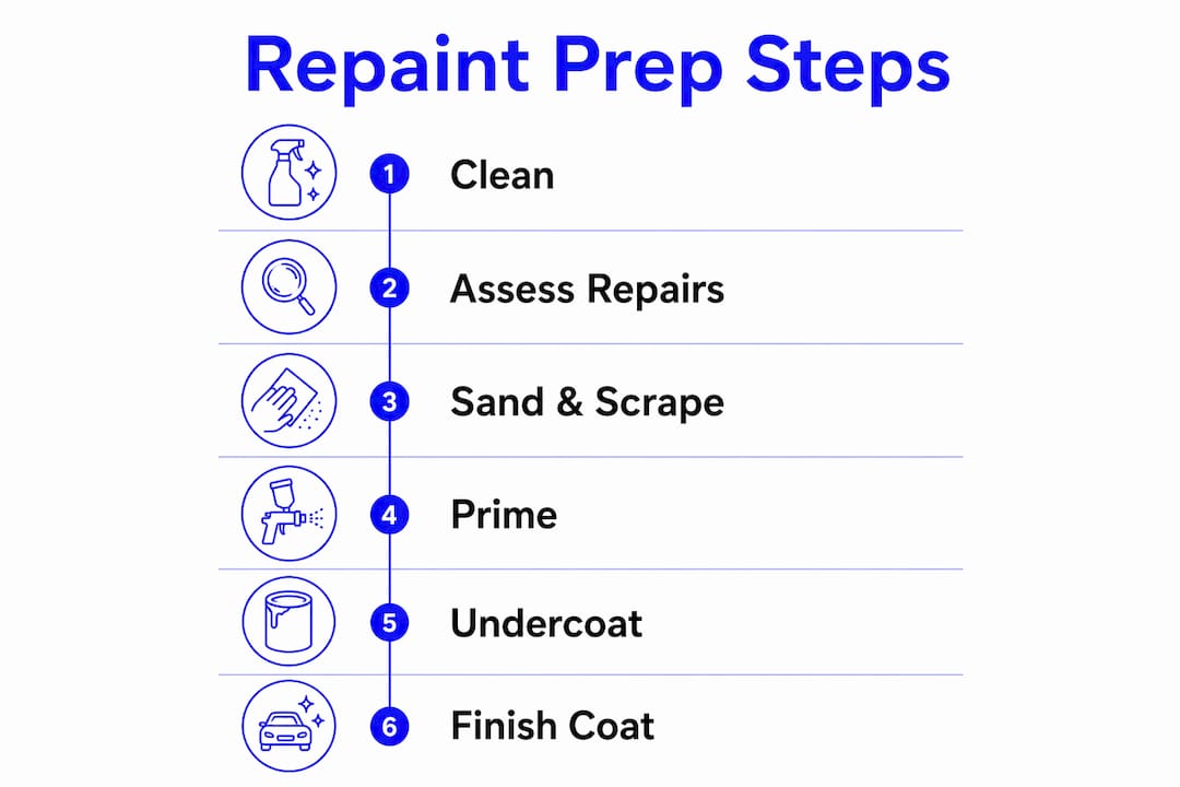 Infographic illustrating repaint preparation steps