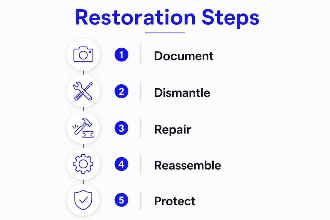 Infographic outlining stained glass restoration steps