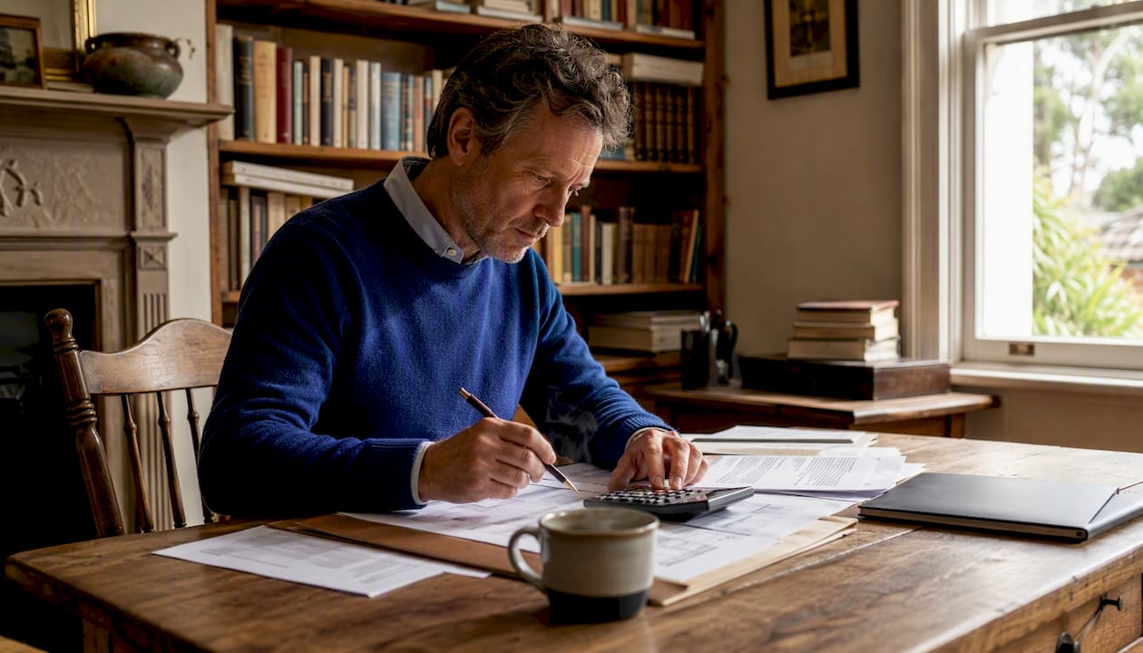 Man reviewing heritage restoration budget documents
