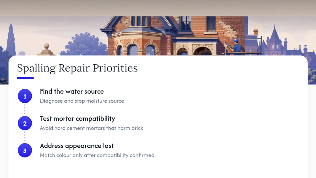 What actually matters when repairing spalling brick — overview diagram