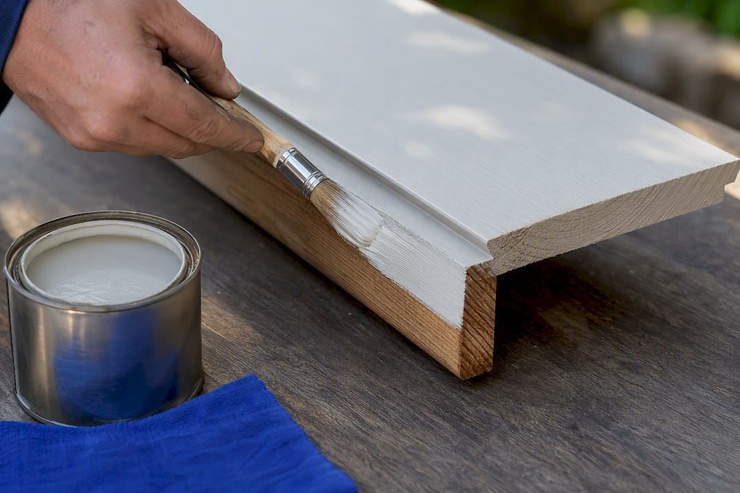 Primer applied to weatherboard cut end