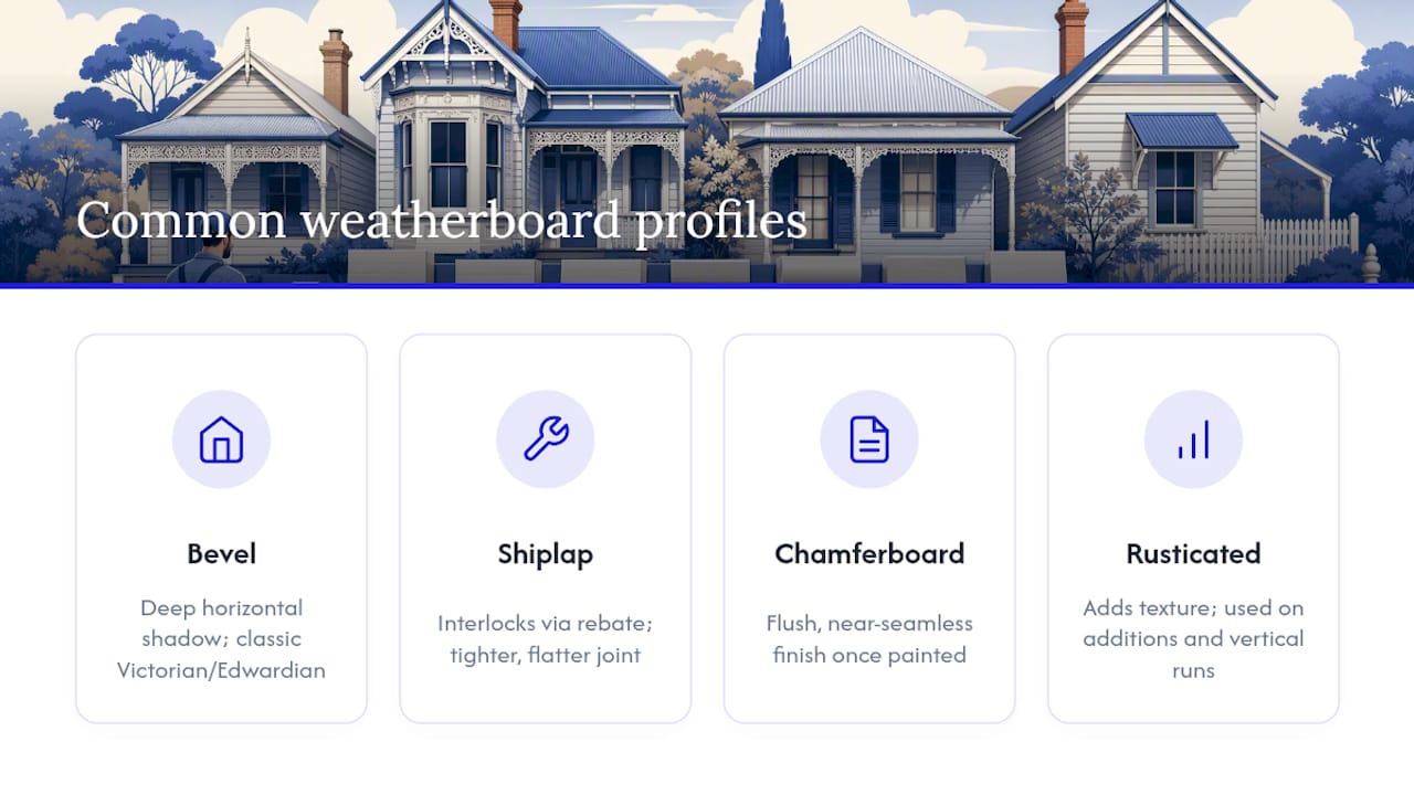 Comparison of six timber weatherboard profiles
