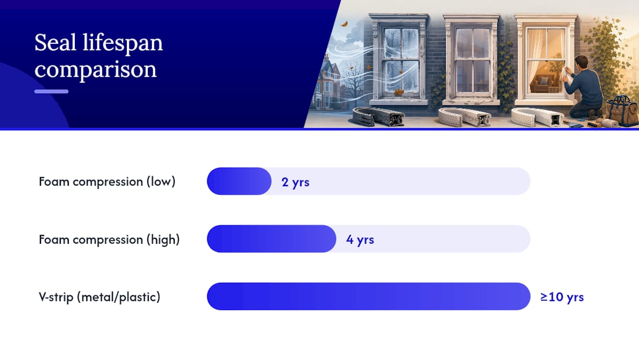 Comparison of sash seal material lifespans