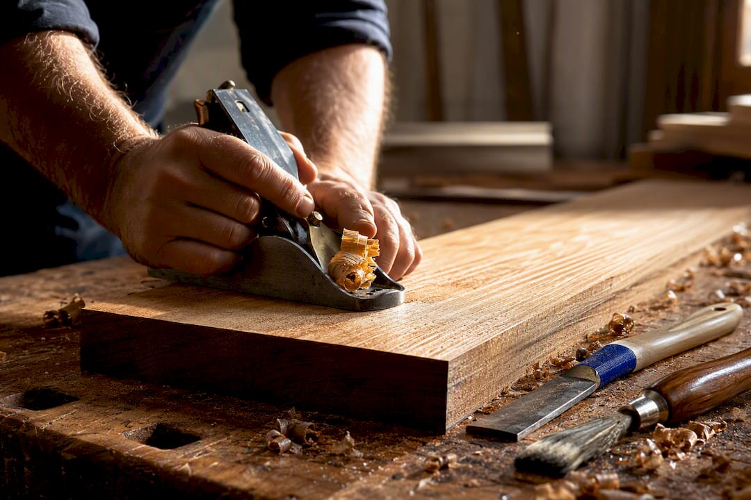 Hand plane creating traditional timber texture
