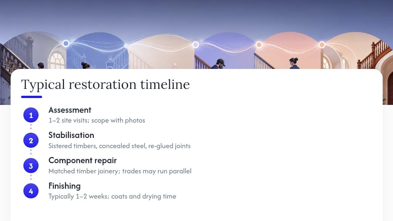 Four-stage heritage staircase restoration timeline