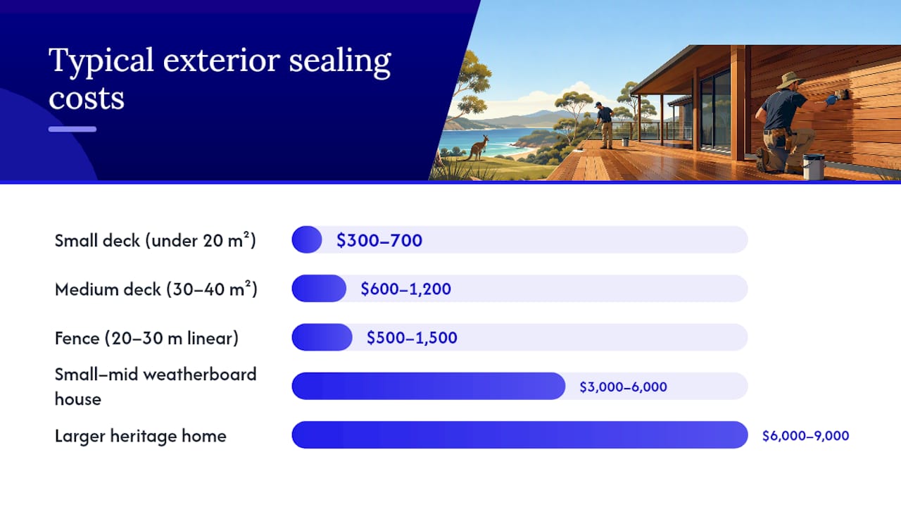 What does exterior timber sealing cost for decks, fences and siding? — overview diagram