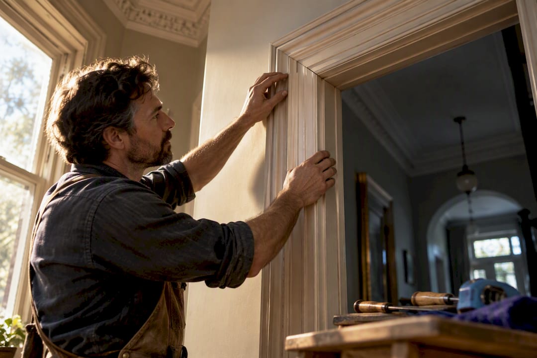Carpenter fitting heritage timber architrave