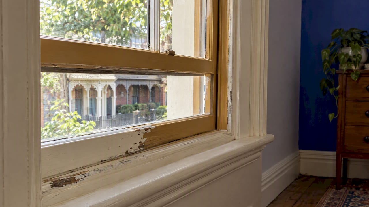 Restored timber sash window in a Victorian home